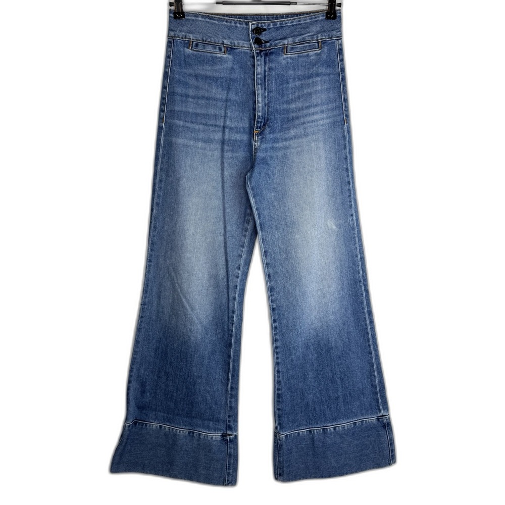 ASKK NY Sz 27 Denim Flare Cuffed Jeans Medium Wash Barrio Blue